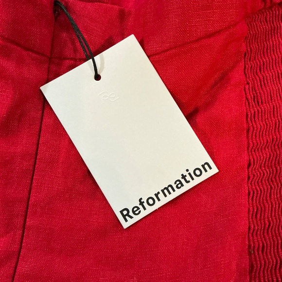 Reformation Mariela Linen Mini Dress Lipstick Red 12 NWT - Picture 12 of 13